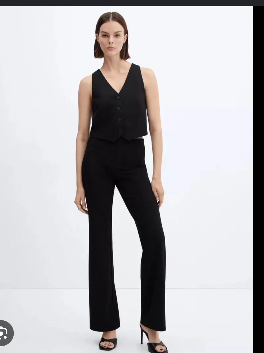 Mango Black Avaya Seam-Detail Straight-Leg Pants Small